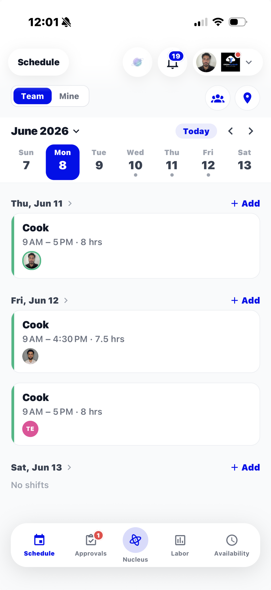 Scheduling — primary view